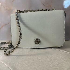 Tory Burch Cream Leather Crossbody Bag